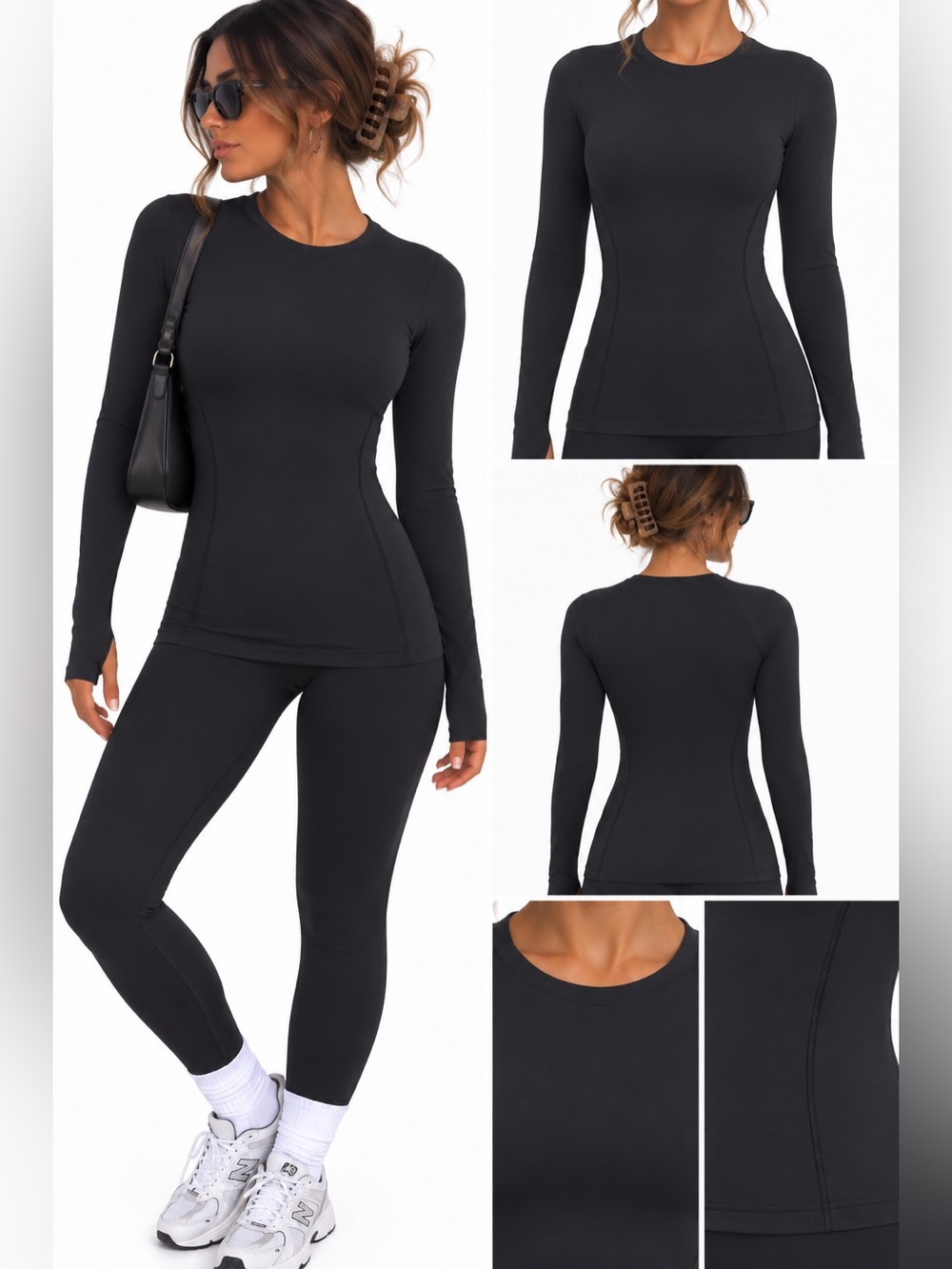 Lululemon Black Fitted Long Sleeve Athletic Workout Top